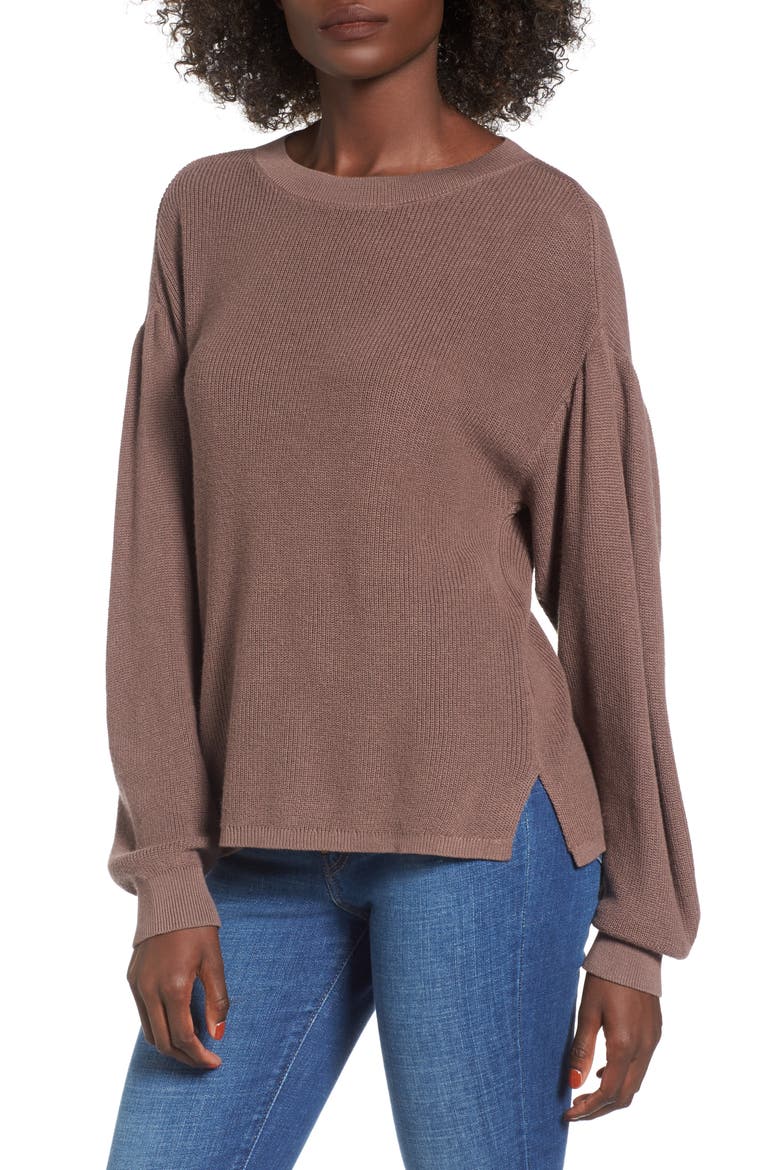 Drape Sleeve Sweater, Main, color, BROWN TAUPE