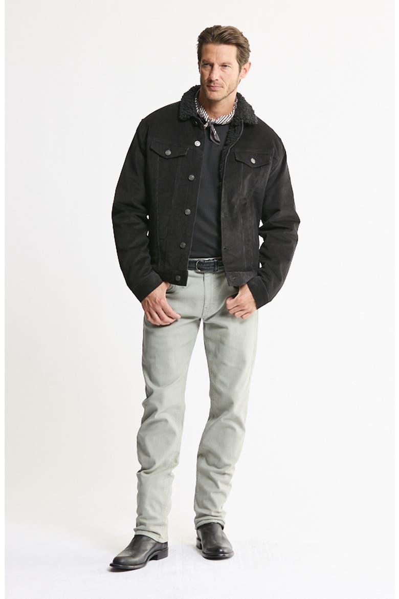 Faux Fur Lined Corduroy Trucker Jacket, Alternate, color, BLACK