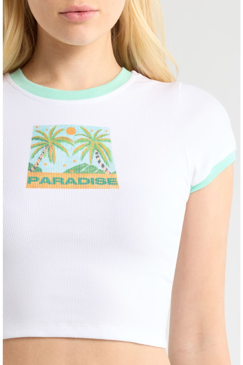 Printed Crop Cover-Up Graphic T-Shirt, Alternate, color, OCEAN HONEY