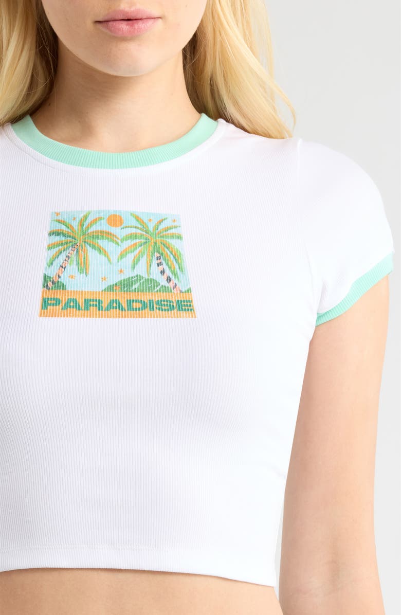 Kulani Kinis Printed Crop Cover-Up Graphic T-Shirt, Alternate, color, Ocean Honey