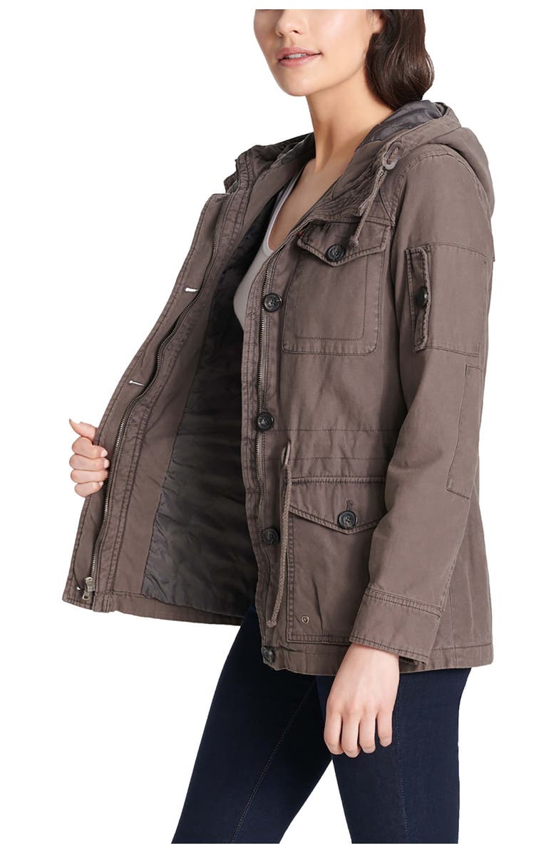 Levi's<sup>®</sup> Hooded Military Jacket, Alternate, color, Grey