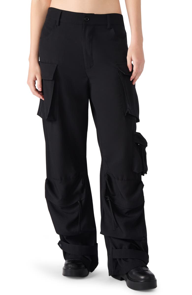 Steve Madden Duo Stretch Suiting Cargo Pants, Main, color, Black