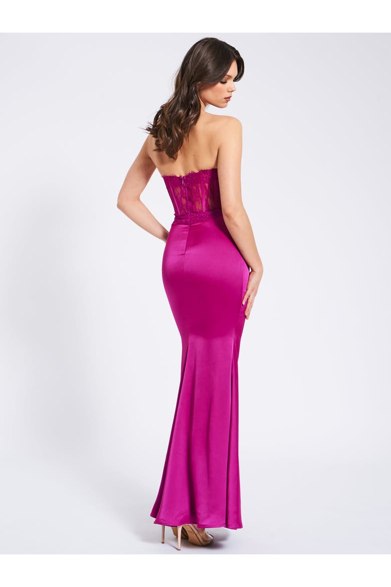 Everleigh Lace Satin Corset Maxi Dress, Alternate, color, Fuchsia