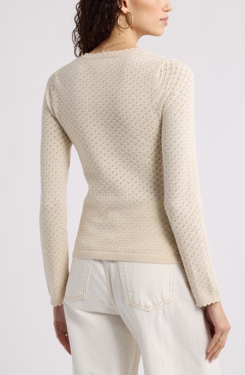 Pointelle Henley Sweater