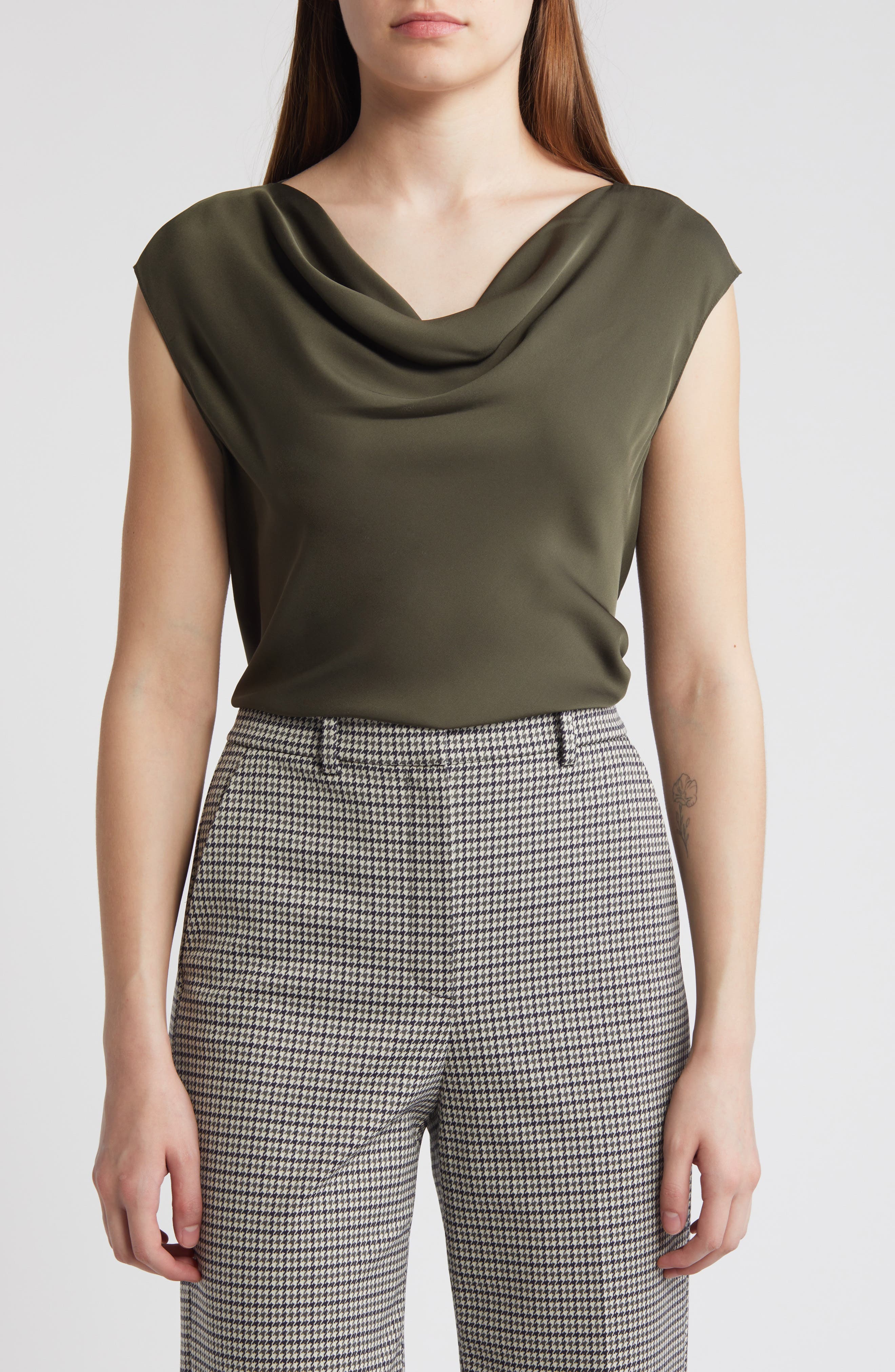 Theory Modern Cowl Neck Silk Top