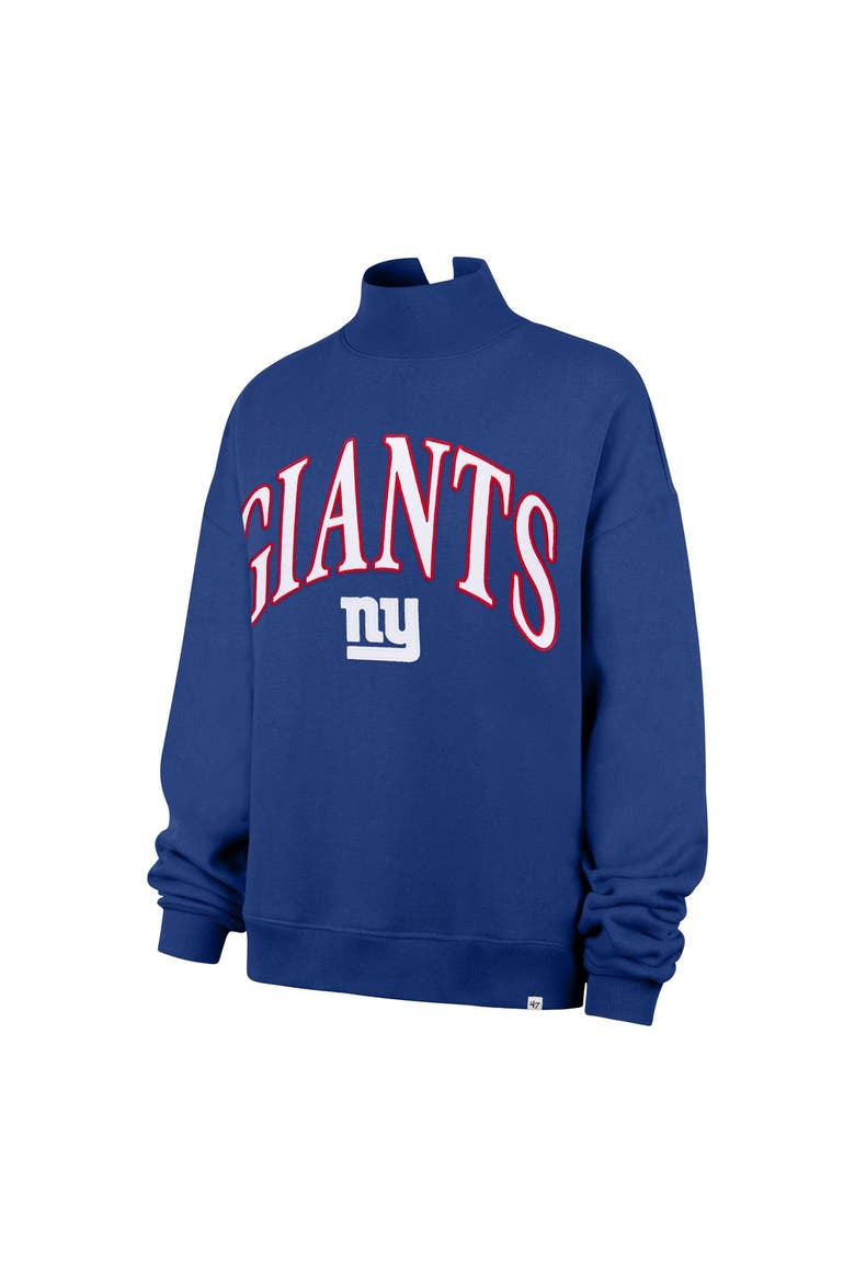 Women's '47 Royal New York Giants Oversized Vantage Mock Neck Sweatshirt, Alternate, color, Royal