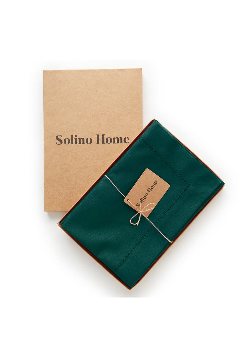 Cotton Linen Hemstitch Dinner Napkins Set of 4, 20 x 20", Alternate, color, Dark Green