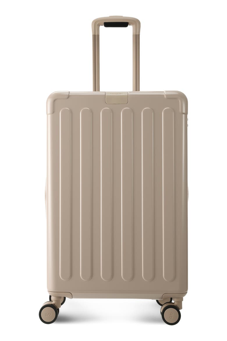 Nostos Glossy Medium Spinner Suitcase, Main, color, SAHARA