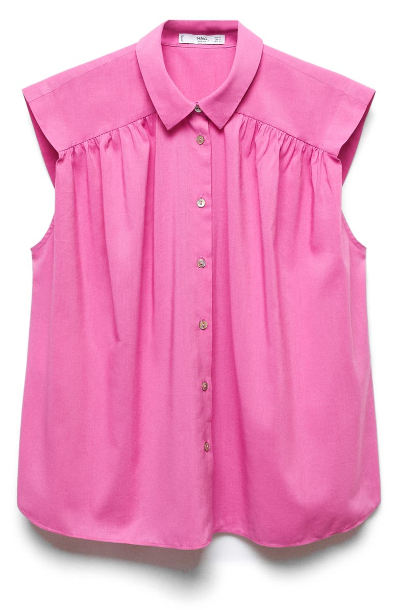 MANGO Sleeveless Button-Up Shirt, Alternate, color, 