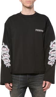 PURPLE BRAND Graphic Cropped Long Sleeve T-Shirt