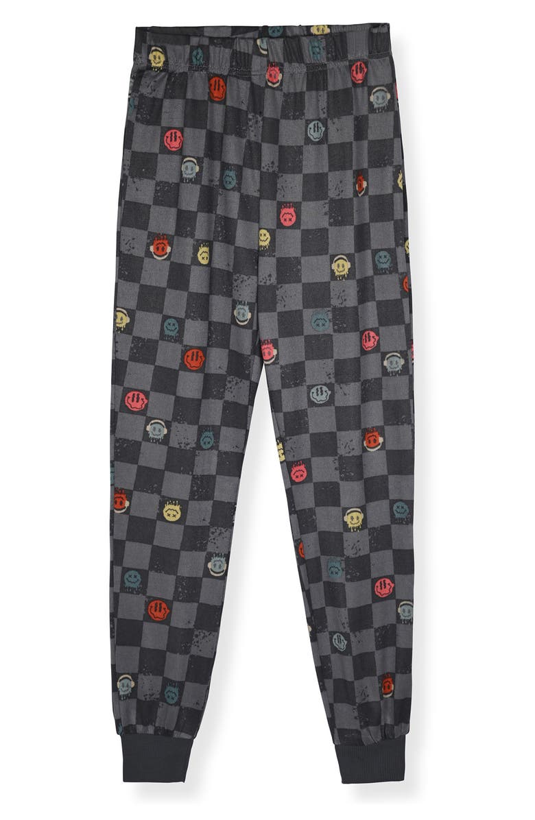 SLEEP ON IT Kids' Smiley Check Long Sleeve Pajamas, Alternate, color, Gray