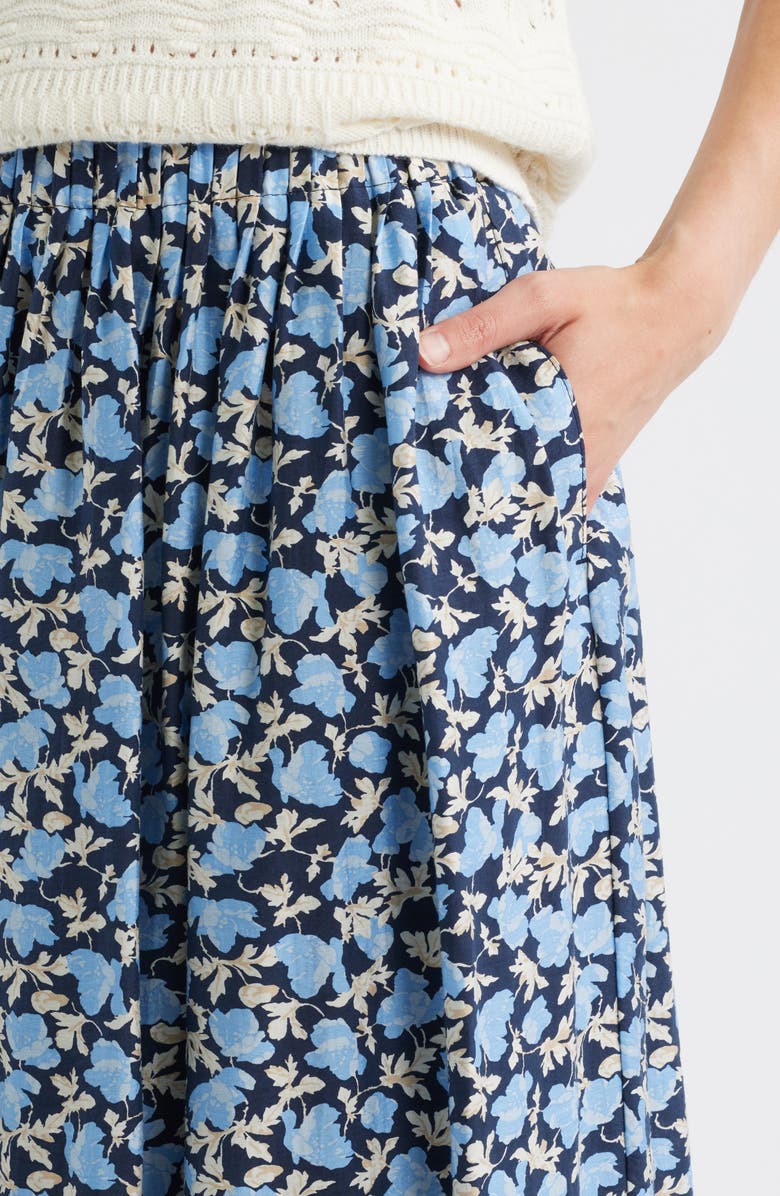Caslon<sup>®</sup> Print Pleated Maxi Skirt, Alternate, color, Navy- Blue Lindy Floral