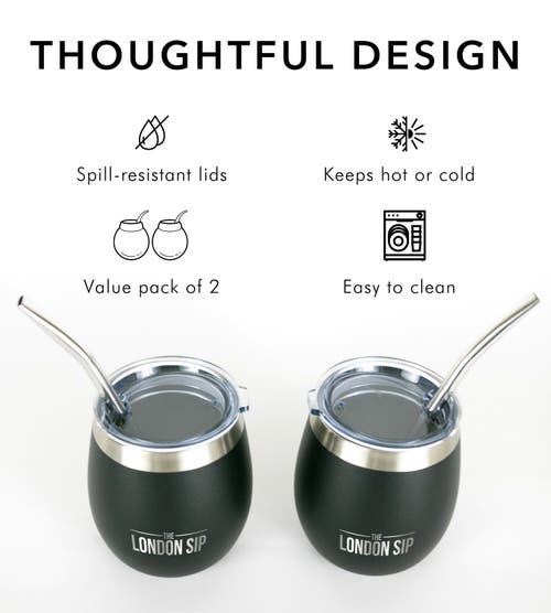 London Sip Yerba Mate Cup Set 8oz In Black