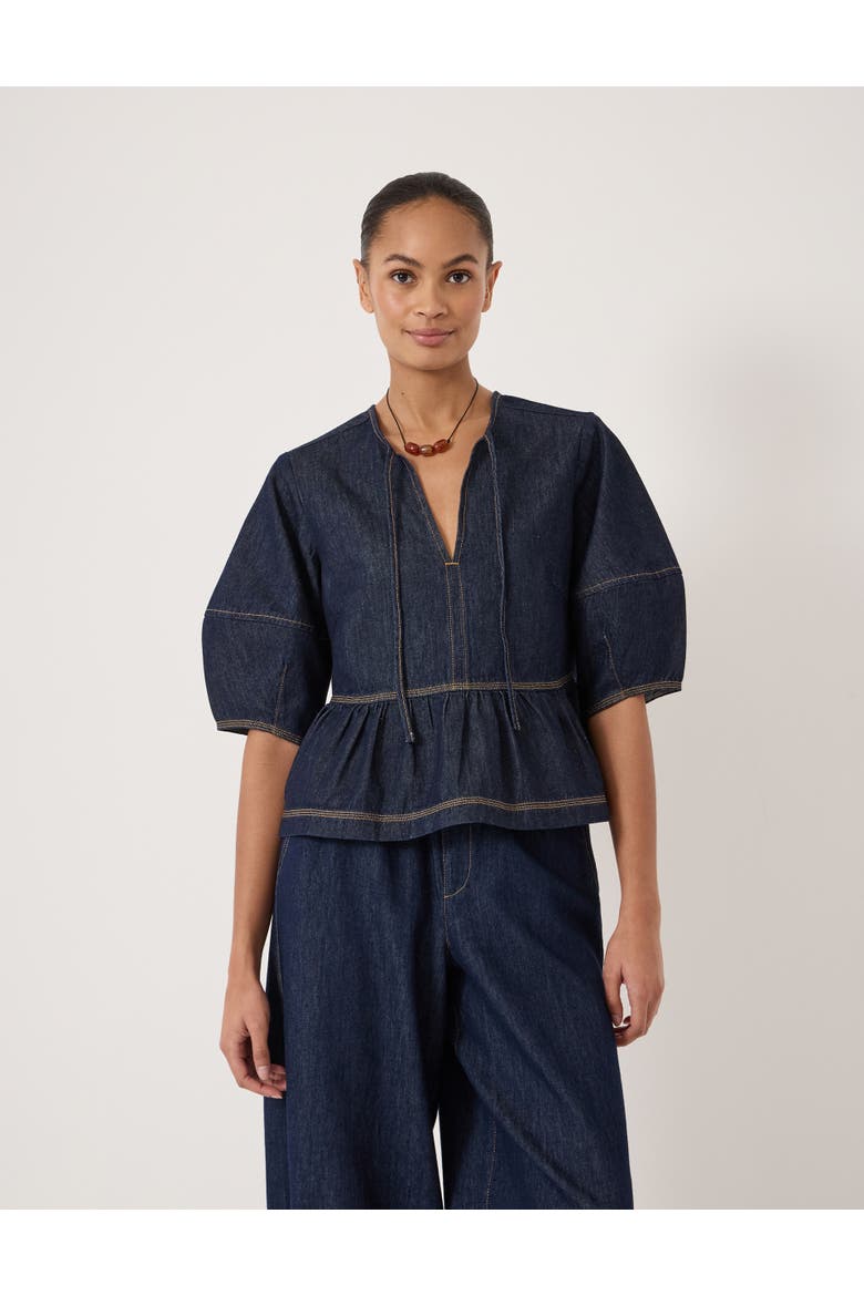 Betty Barrel Sleeve Denim Top, Main, color, Rinse Wash