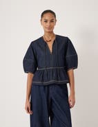 Hush Betty Barrel Sleeve Denim Top