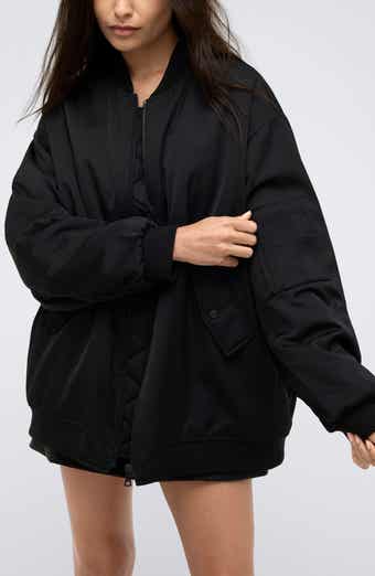 Kenneth Cole Oversize Satin Bomber Jacket