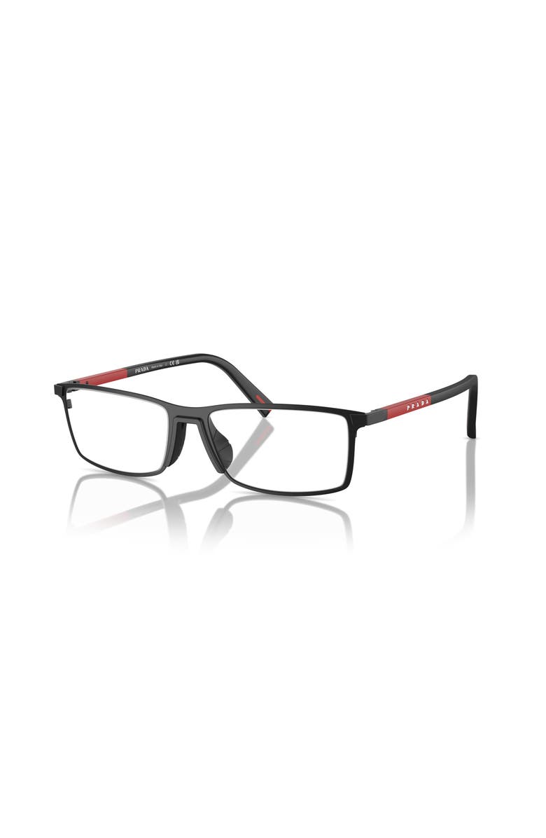 Prada Linea Rossa 53mm Rectangle optical glasses, Main, color, Black