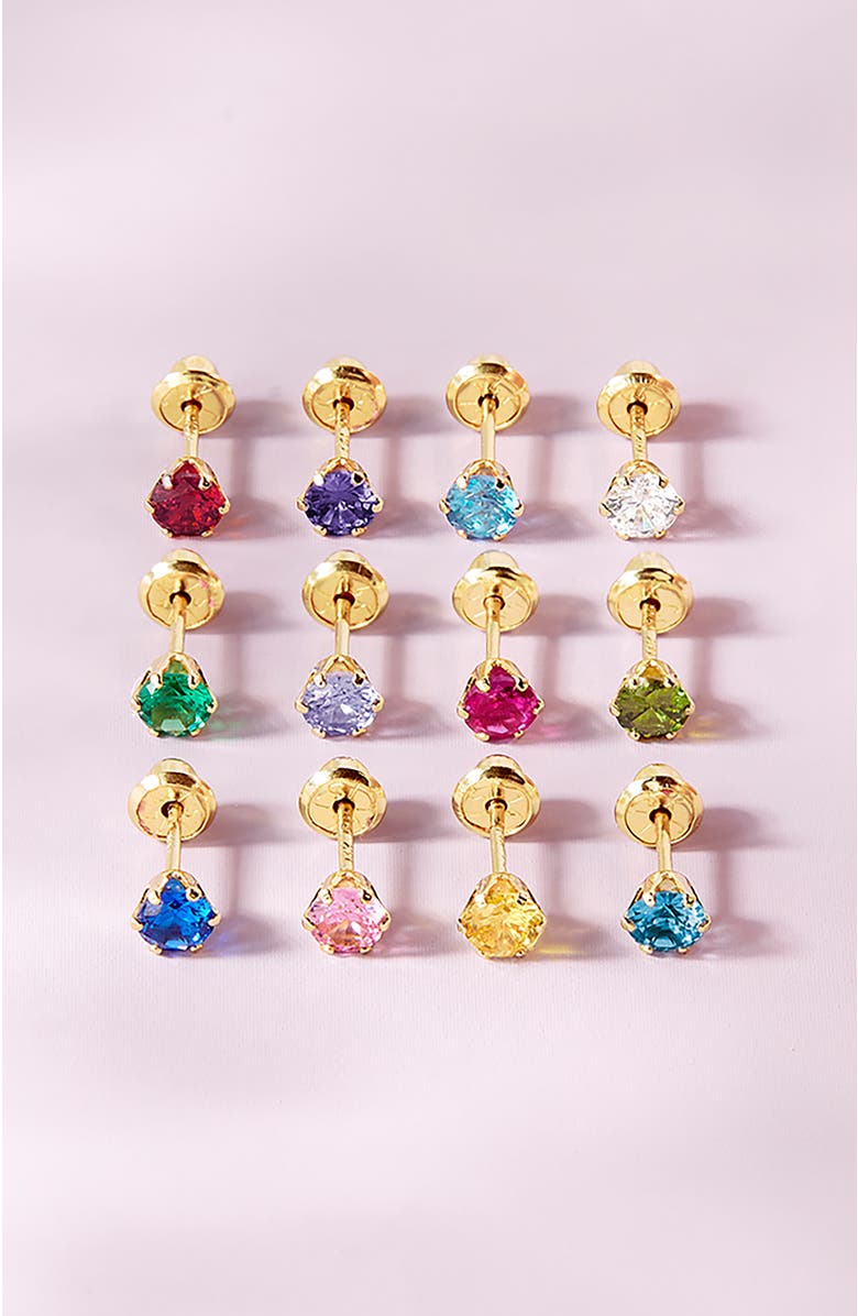 In Season Jewelry 14k Classic Prong Solitaire Earrings, Alternate, color, August