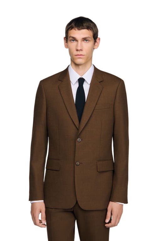 Sandro Heather Legacy Wool Blend Suit Jacket In Brown