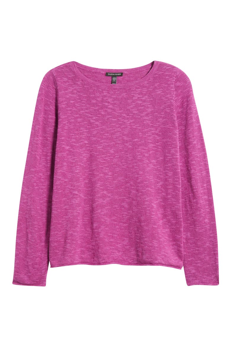 Boat Neck Organic Linen & Cotton Sweater, Alternate, color, GRAPE