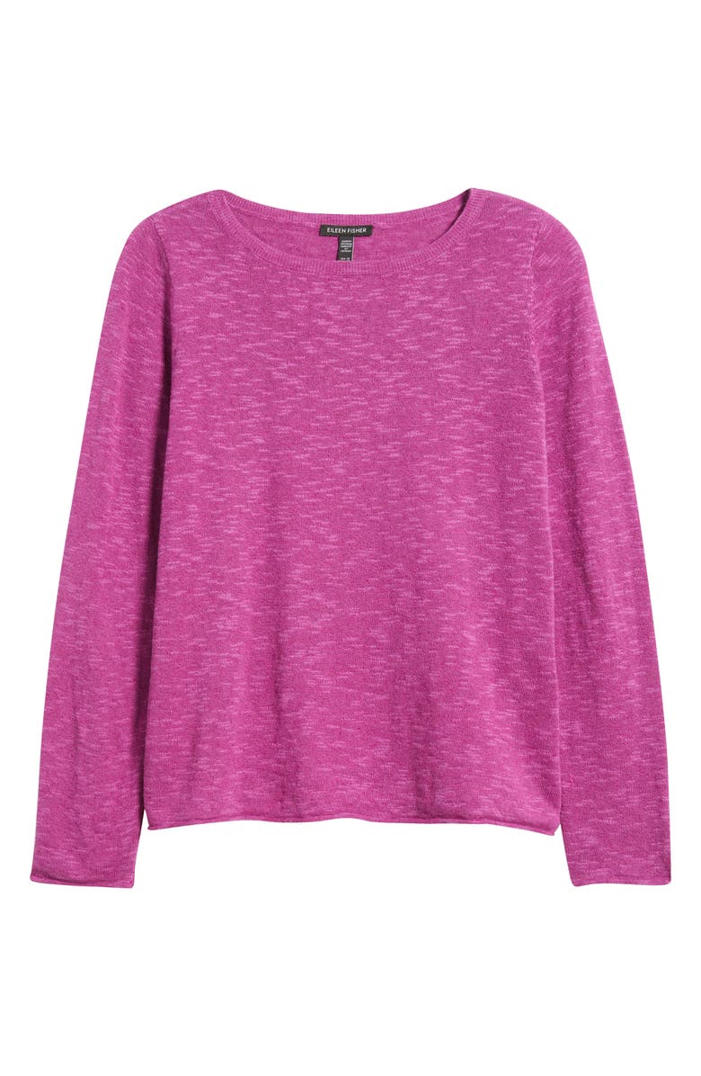 Eileen Fisher Boat Neck Organic Linen & Cotton Sweater, Alternate, color, Grape