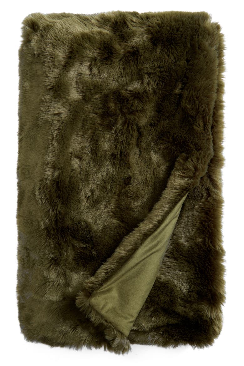 Cuddle Up Faux Fur Throw Blanket, Alternate, color, GREEN CYPRESS