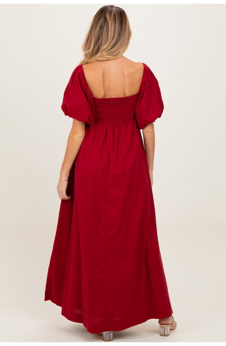 PinkBlush Square Neck Puff Sleeve Maxi Dress, Alternate, color, Burgundy