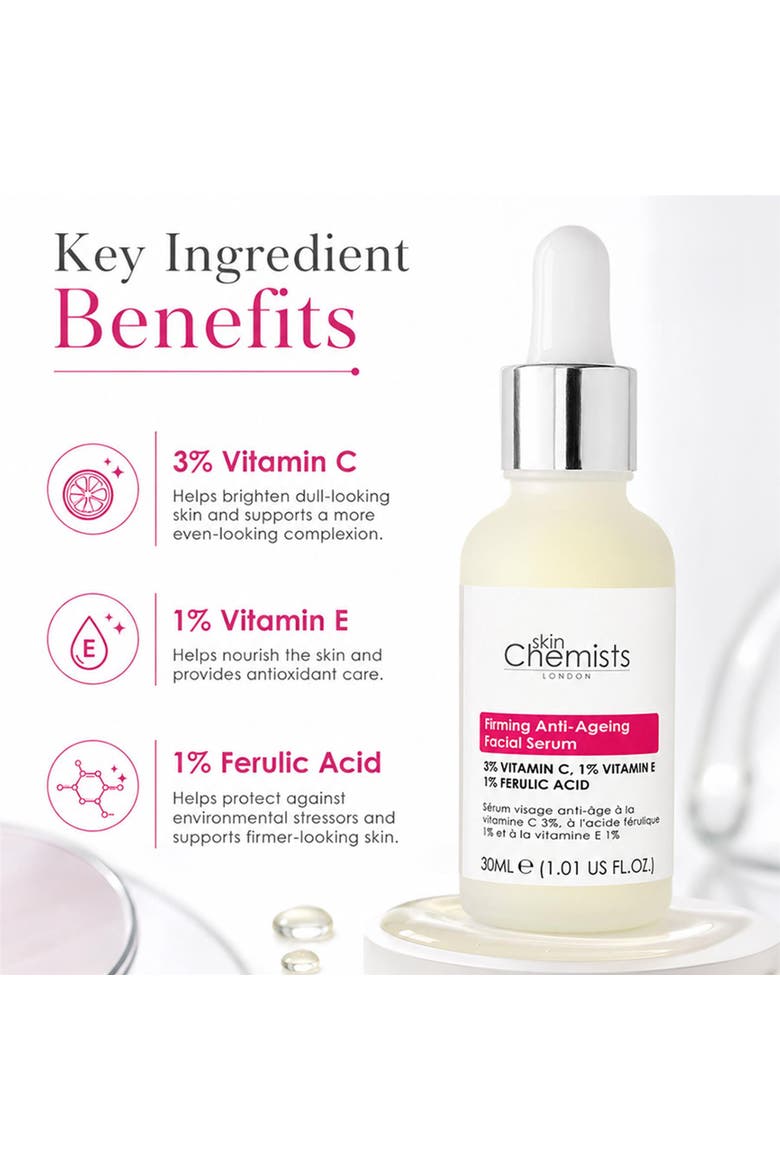 Anti-Ageing Vitamin C 3%, Ferulic Acid 1%, Vitamin E 1% Facial Serum 30ml, Alternate, color, White