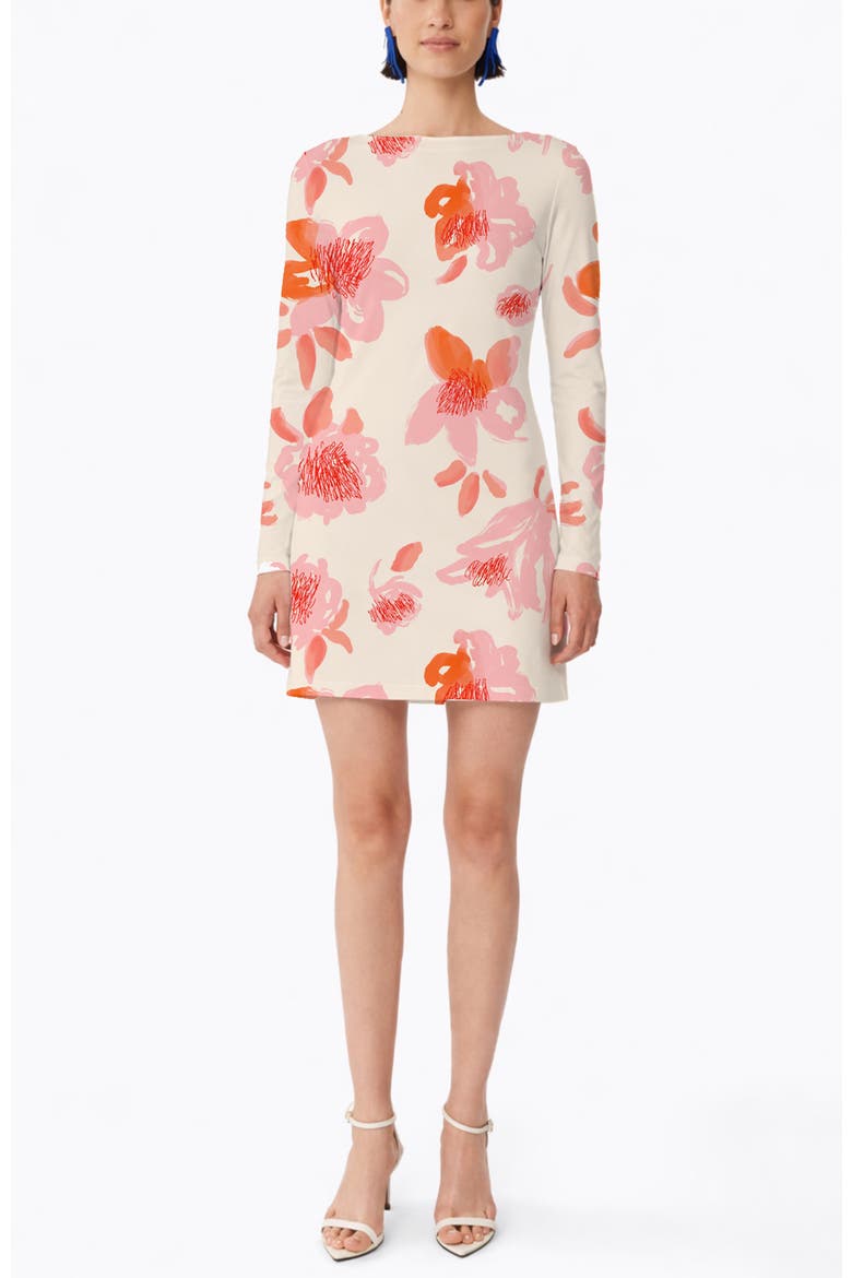 Rubi Long Sleeve Mini Cotton Dress, Alternate, color, Peonia Red Print