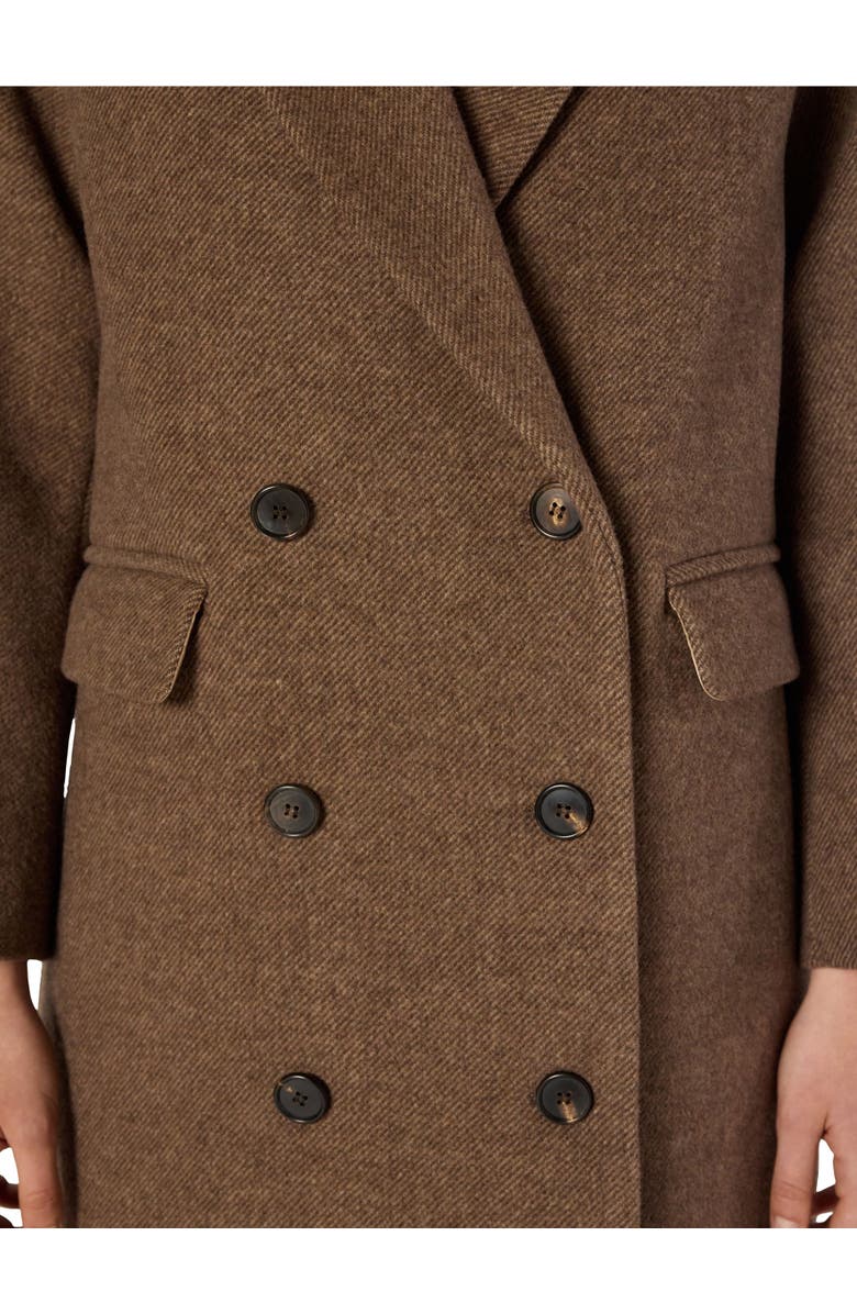 GERARD DAREL Mady Double-Breasted Midi Length Coat, Alternate, color, Brown