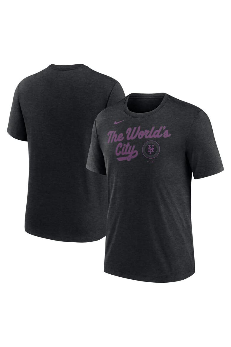 Men's Nike Heather Black New York Mets City Connect Script Tri-Blend T-Shirt, Main, color, Heather Black