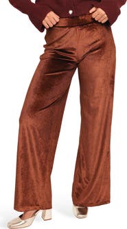 Petal & Pup Riley Stretch Velvet Wide Leg Pants