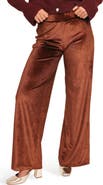 Petal & Pup Riley Stretch Velvet Wide Leg Pants