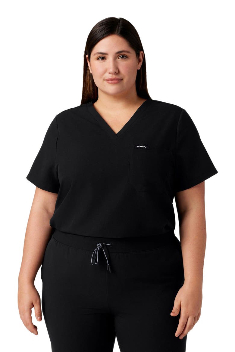 Rhena Women's 1-Pocket Classic V-Neck Scrub Top, Alternate, color, Black