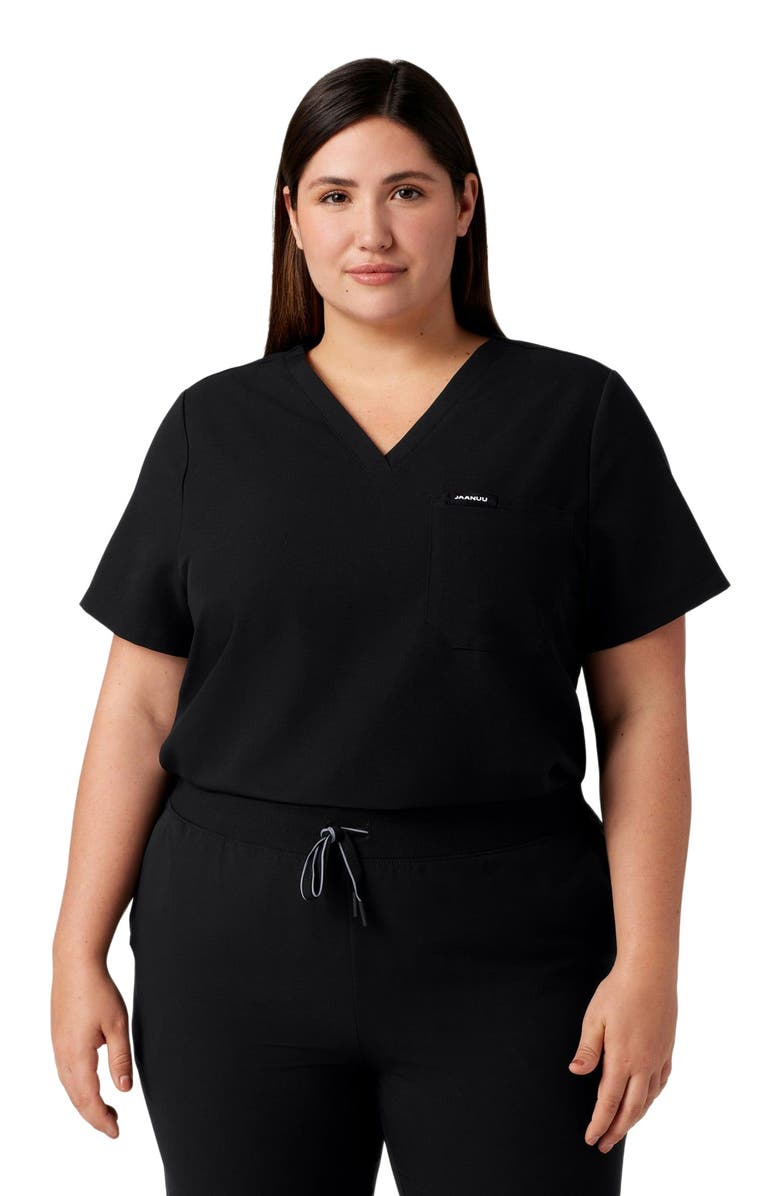 JAANUU Rhena Women's 1-Pocket Classic V-Neck Scrub Top, Alternate, color, Black
