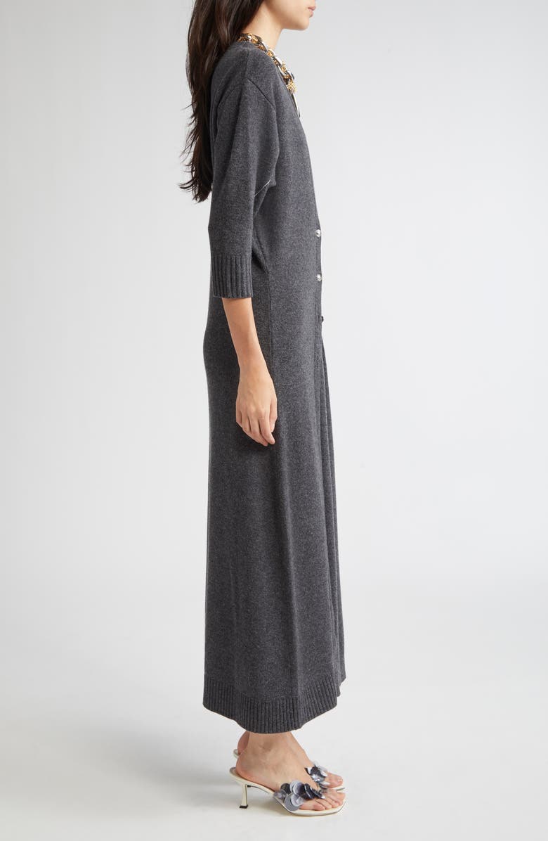 Rabanne Layered Look Wool Blend Sweater Dress, Alternate, color, Dark Grey
