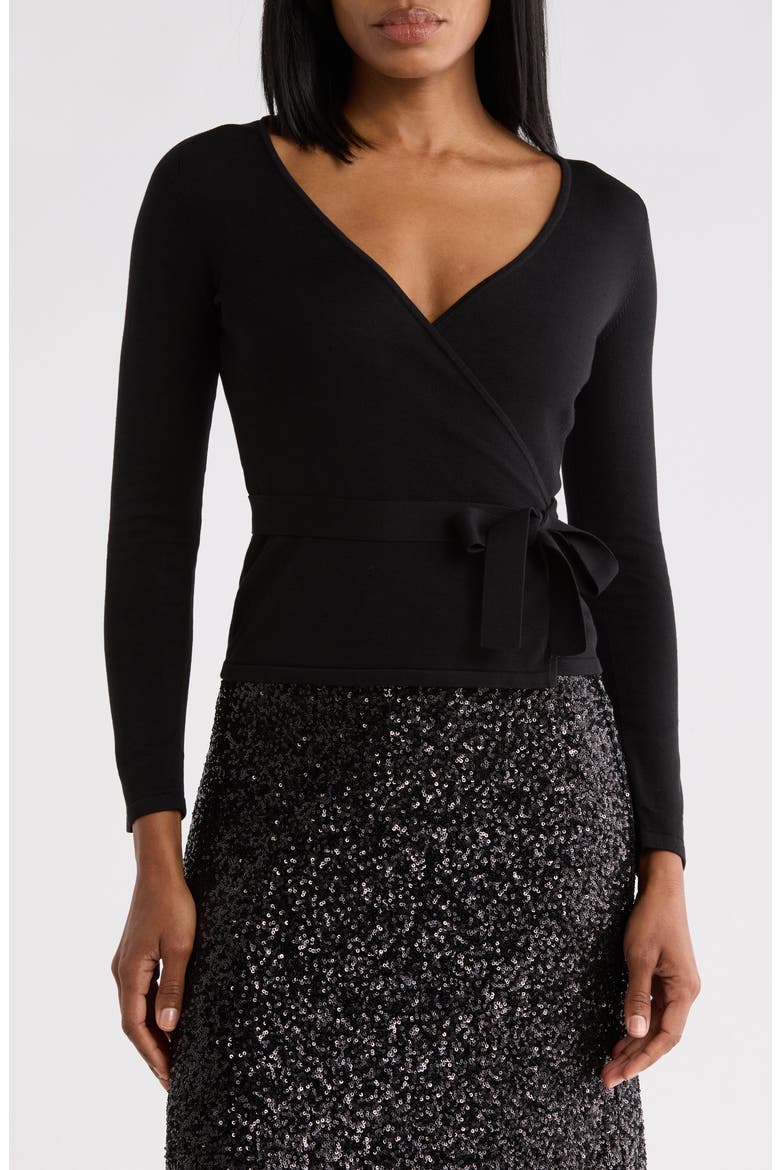 Ratana Silk Blend Wrap Sweater, Main, color, BLACK