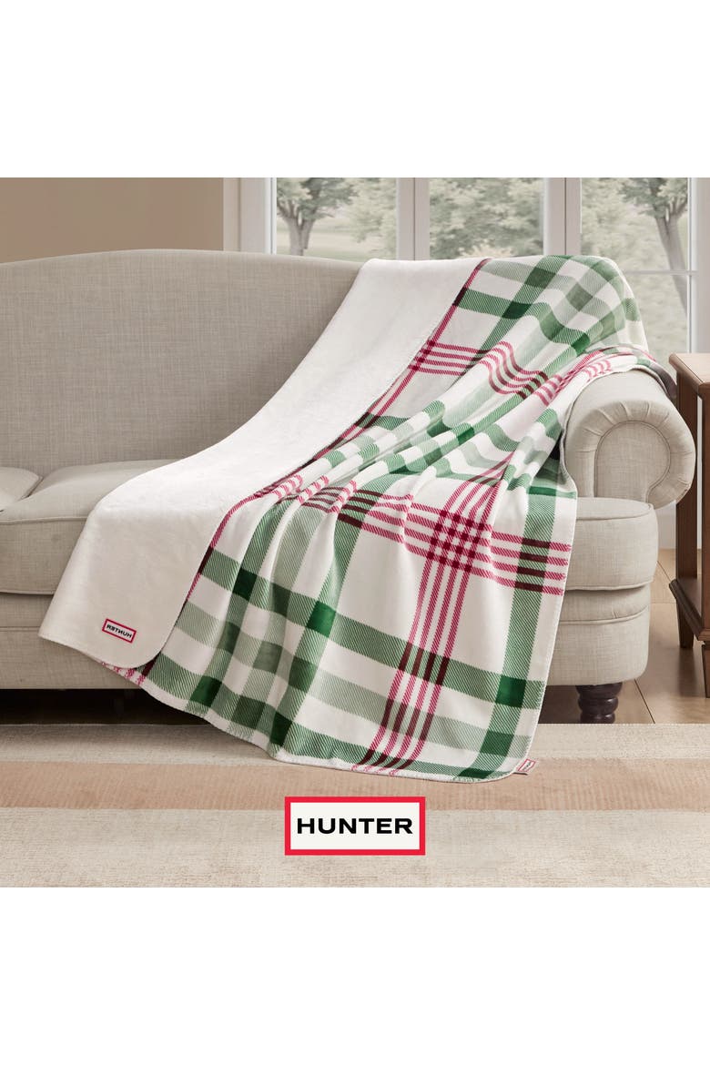 Reversible Plush Throw Blankets, Alternate, color, Noellia Juniper Plaid