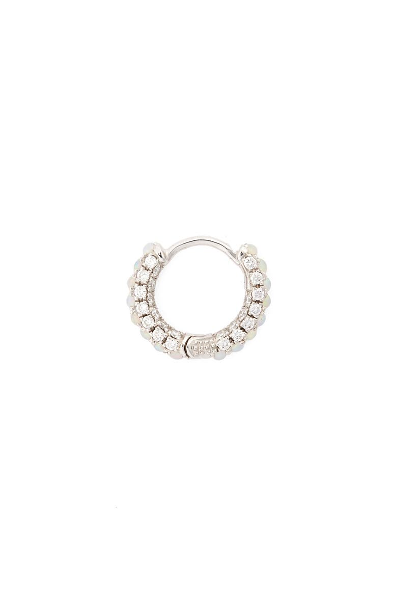 18-Gauge Opal & Diamond Five Row Pavé Ring, Main, color, WHITE GOLD