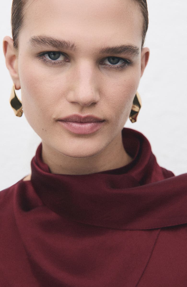 MANGO Satin Scarf Sleeveless Top, Alternate, color, Russet