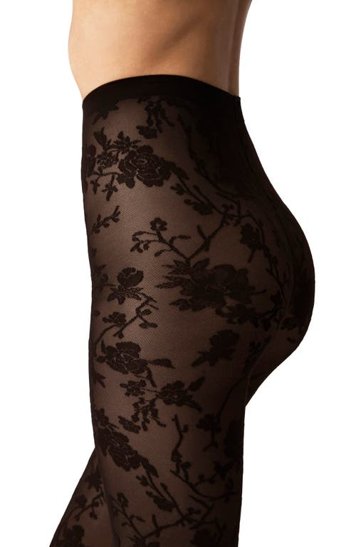 Wolford Floral Tights In Soft Cacao