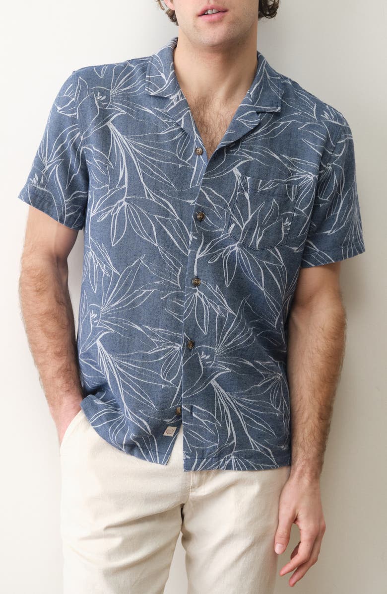 Marine Layer Jacquard Camp Shirt, Main, color, Blue Floral