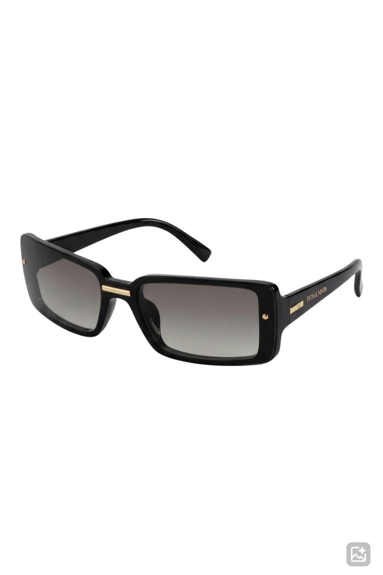 Blaire 65mm Oversize Gradient Rectangular Sunglasses, Alternate, color, BLACK/ BLACK