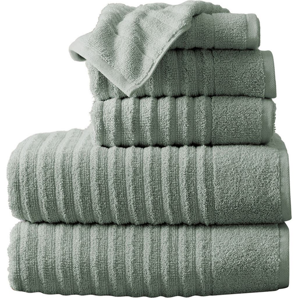 Woven & Weft Combed Cotton 6-piece Towel Set In Green