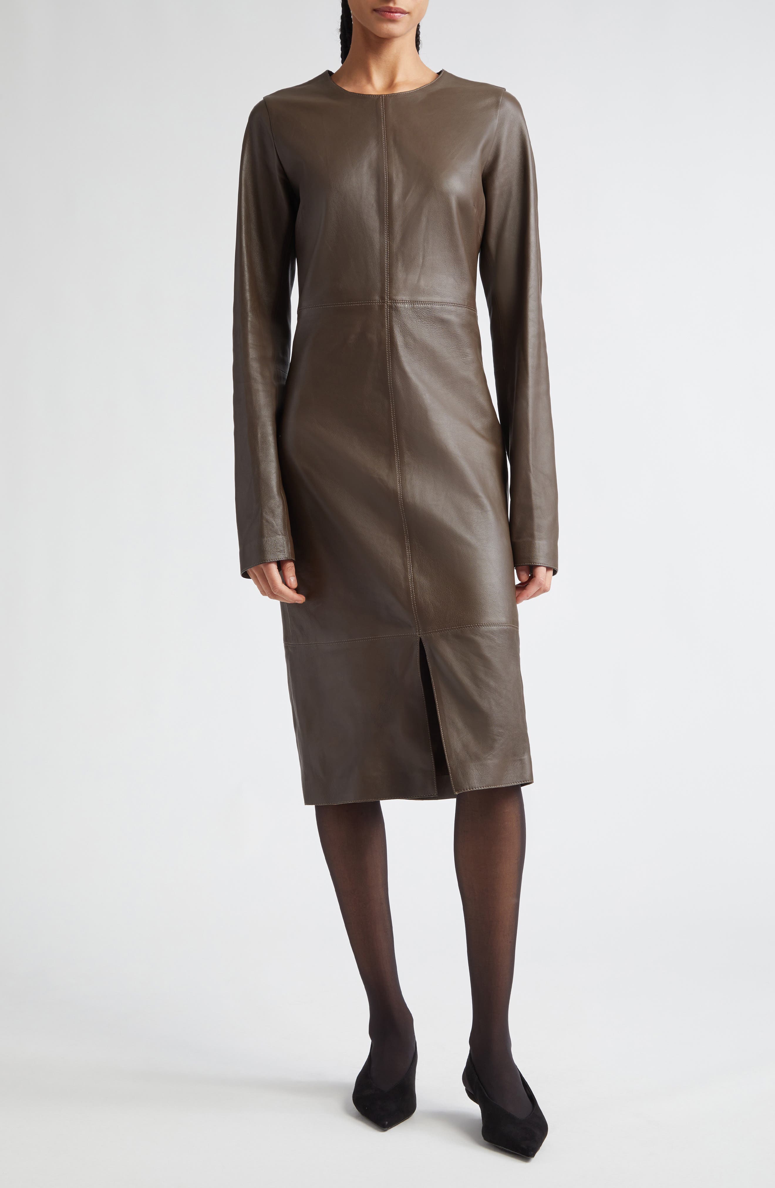 long sleeve fitted leather dress Handmade Lambskin leather Mini dress, long sleeve Club Dresses, women's leather dress, women's dress, leather dress, women's hot dress