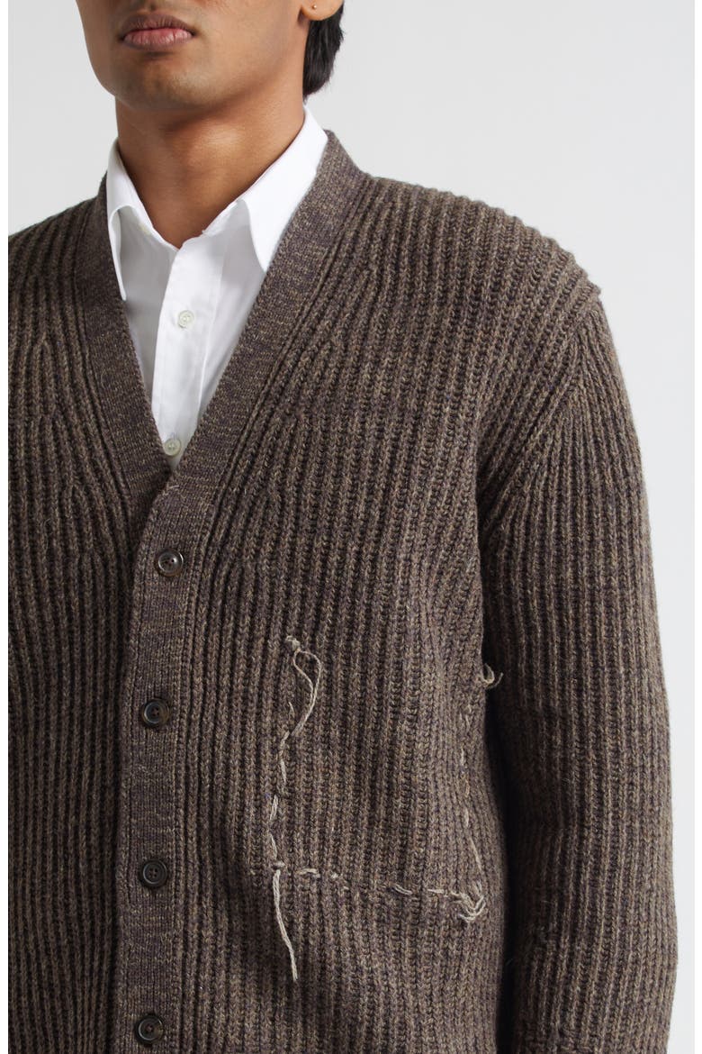 Virgin Wool Blend Cardigan, Alternate, color, BROWN