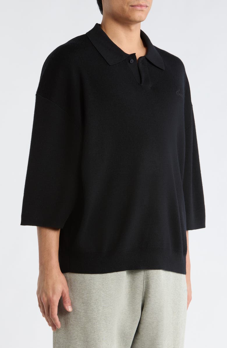 Fear of God Essentials Signature '90s Wool Polo Sweater, Alternate, color, Vintage Black