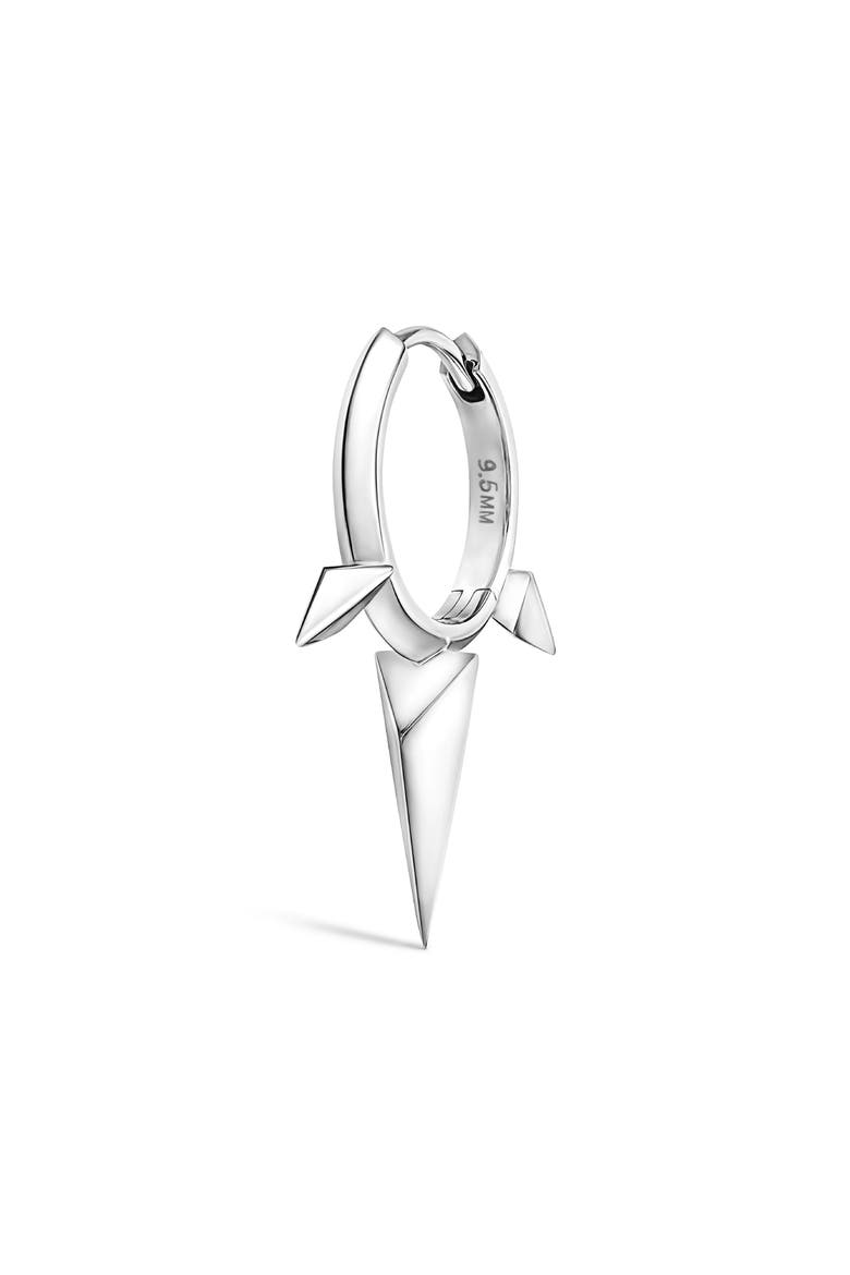 Triple Spike Single Hoop Earring, Main, color, WHITE GOLD