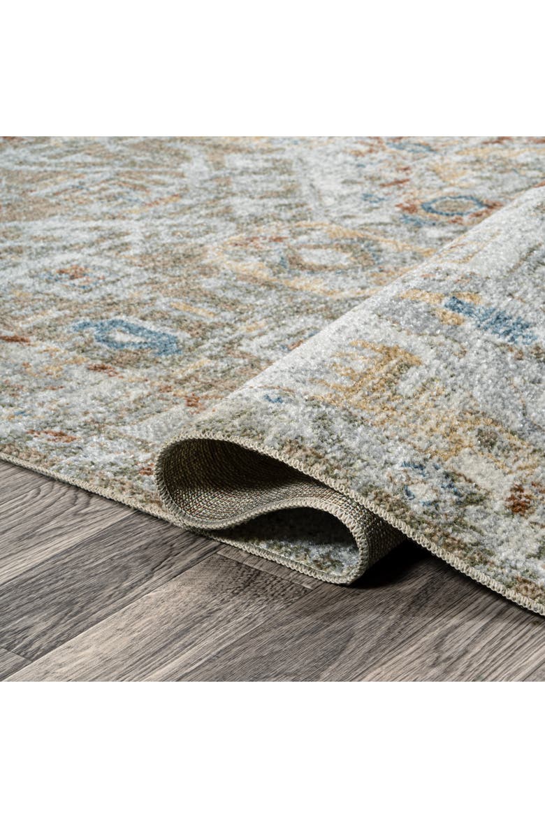 Shaemus Bohemian Medallion Low-Pile Machine-Washable Area Rug, Alternate, color, Cream/Brown/Green