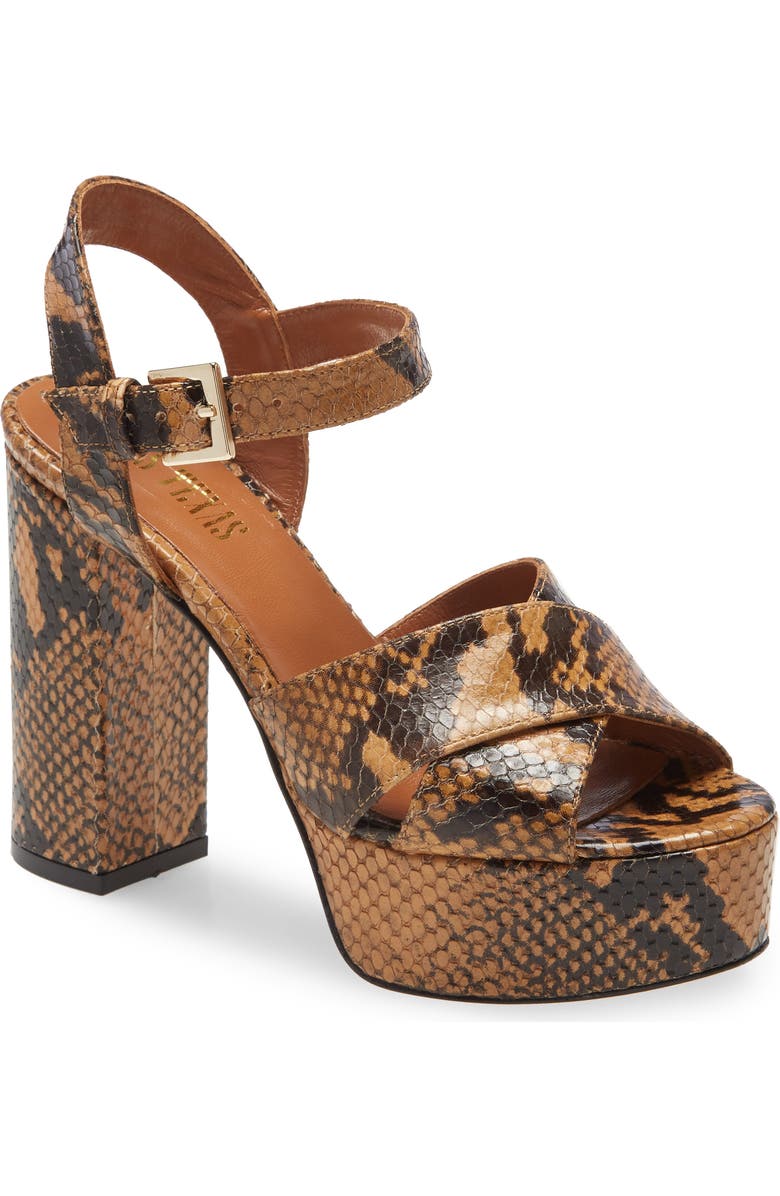 Paris Texas Python Embossed Platform Sandal, Main, color,